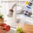 1 Count, 6 Layer Filtration Faucet Water Filter 360 Degrees Rotatable Splash Free, for Kitchen Sink Washing Fruits Vegetables and Dishes