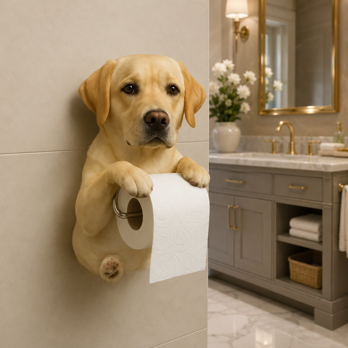 🐾 Adorable Dog Toilet Paper Holder – Playful Bathroom Décor with Everyday Convenience 🧻✨
