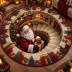3D Santa Christmas Illusion Rug – Festive Holiday Floor Decor