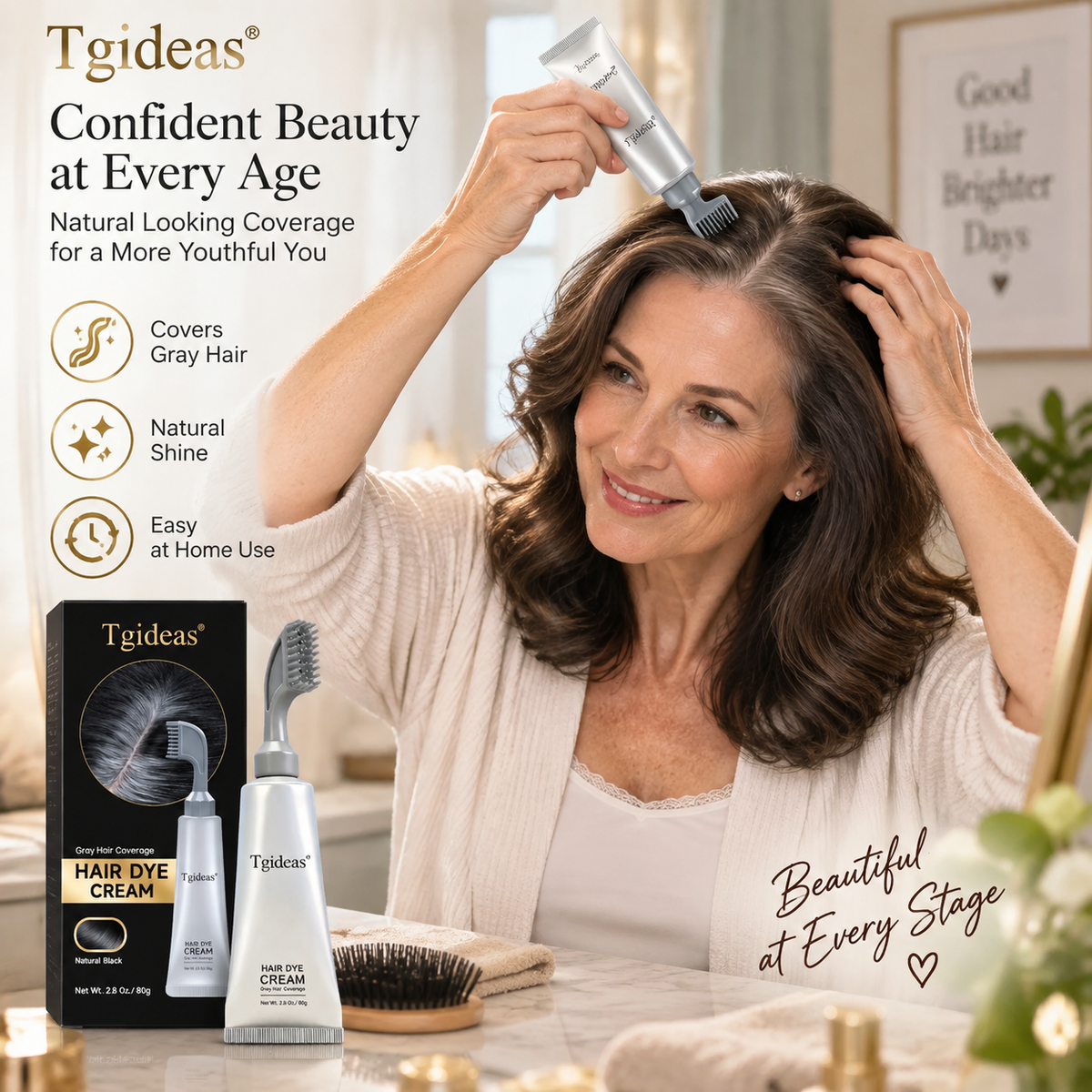 Tgideas Hair Dye Comb & Cream - 100% Gray Coverage, Covers Gray Hair Effortlessly