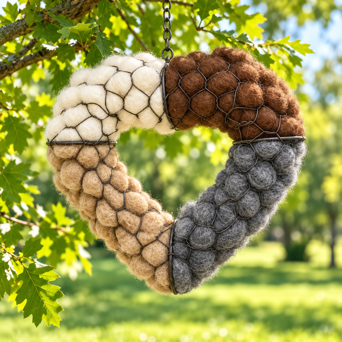 🐦 50% OFF | Handmade Heart-Shaped Alpaca Wool Bird Nesting Material Holder