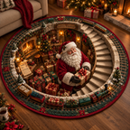 3D Santa Christmas Illusion Rug – Festive Holiday Floor Decor