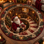 3D Santa Christmas Illusion Rug – Festive Holiday Floor Decor