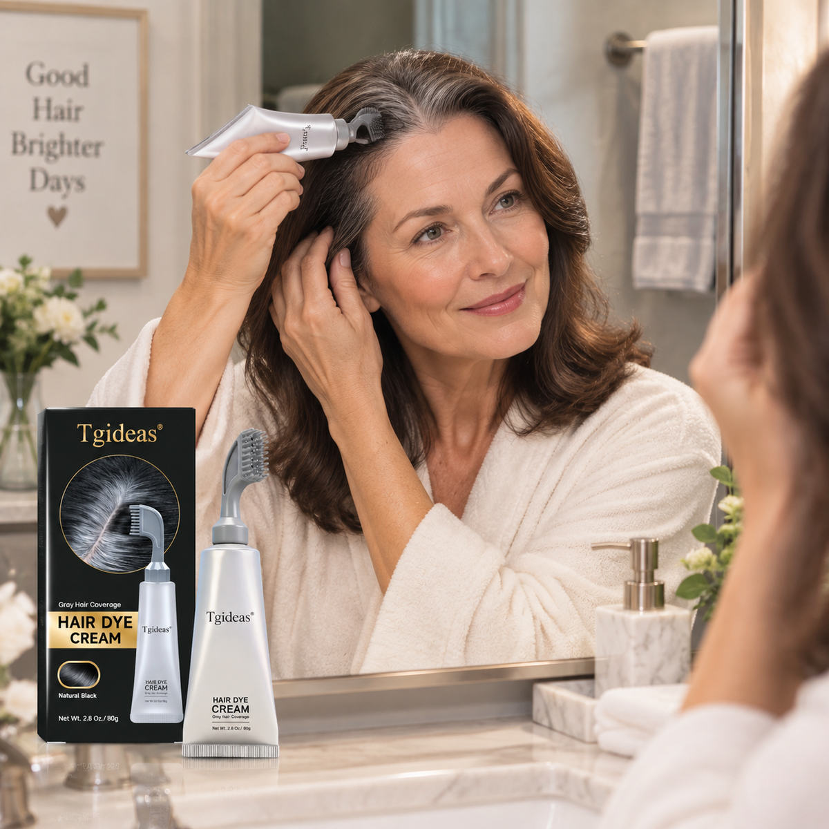 Tgideas Hair Dye Comb & Cream - 100% Gray Coverage, Covers Gray Hair Effortlessly
