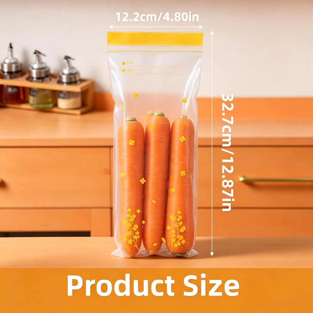 15PCS Thick Double Seal Food Storage Bags, Reusable Self-Sealing Pouches