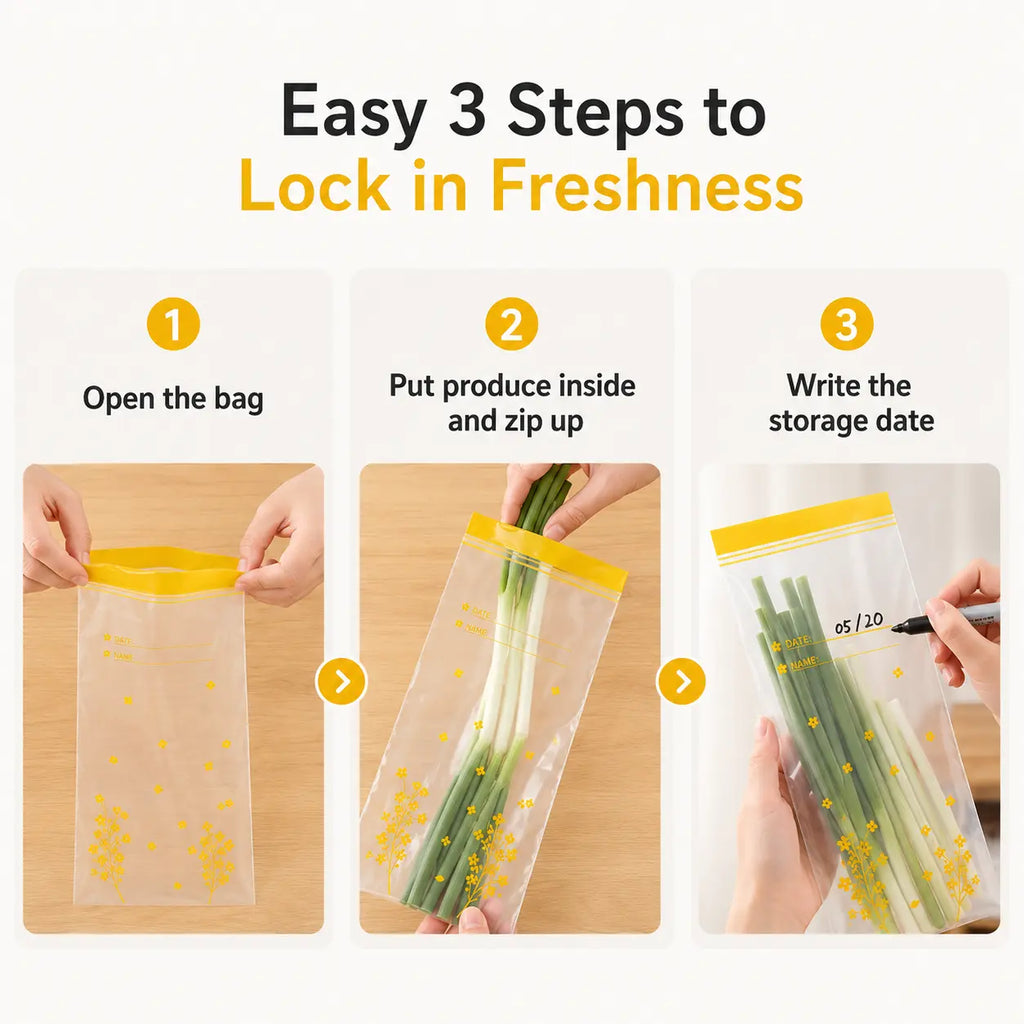 15PCS Thick Double Seal Food Storage Bags, Reusable Self-Sealing Pouches