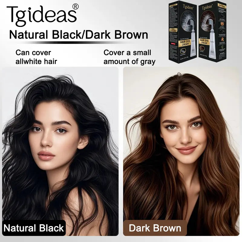 Tgideas Hair Dye Comb & Cream - 100% Gray Coverage, Covers Gray Hair Effortlessly