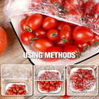 100pcs Disposable Stretch Film for Bowls & Plates, Elastic Container Lids, Plastic Wrap Alternative for Leftovers, Fruit, Vegetables & Kitchen Food Storage