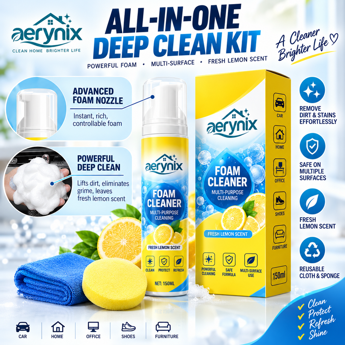 💦4-in-1 Multi-Enzyme Foam Cleaner
