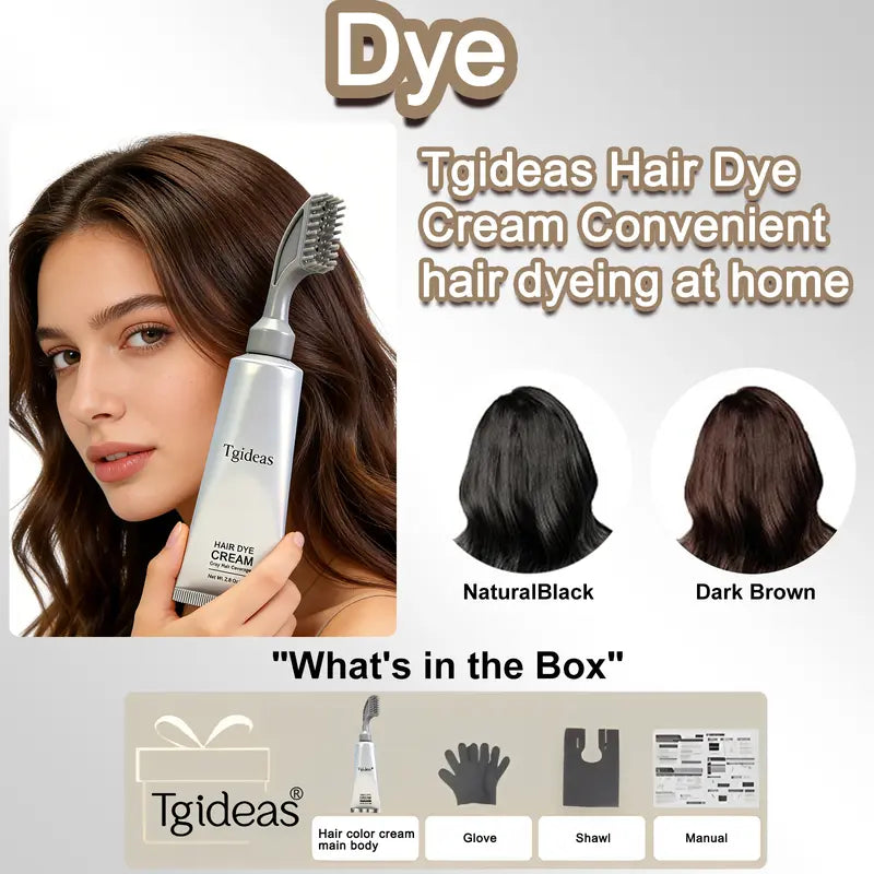 Tgideas Hair Dye Comb & Cream - 100% Gray Coverage, Covers Gray Hair Effortlessly