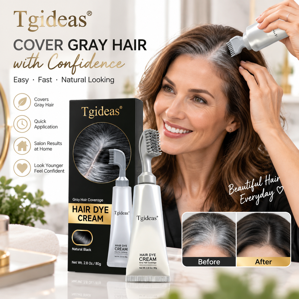 Tgideas Hair Dye Comb & Cream - 100% Gray Coverage, Covers Gray Hair Effortlessly