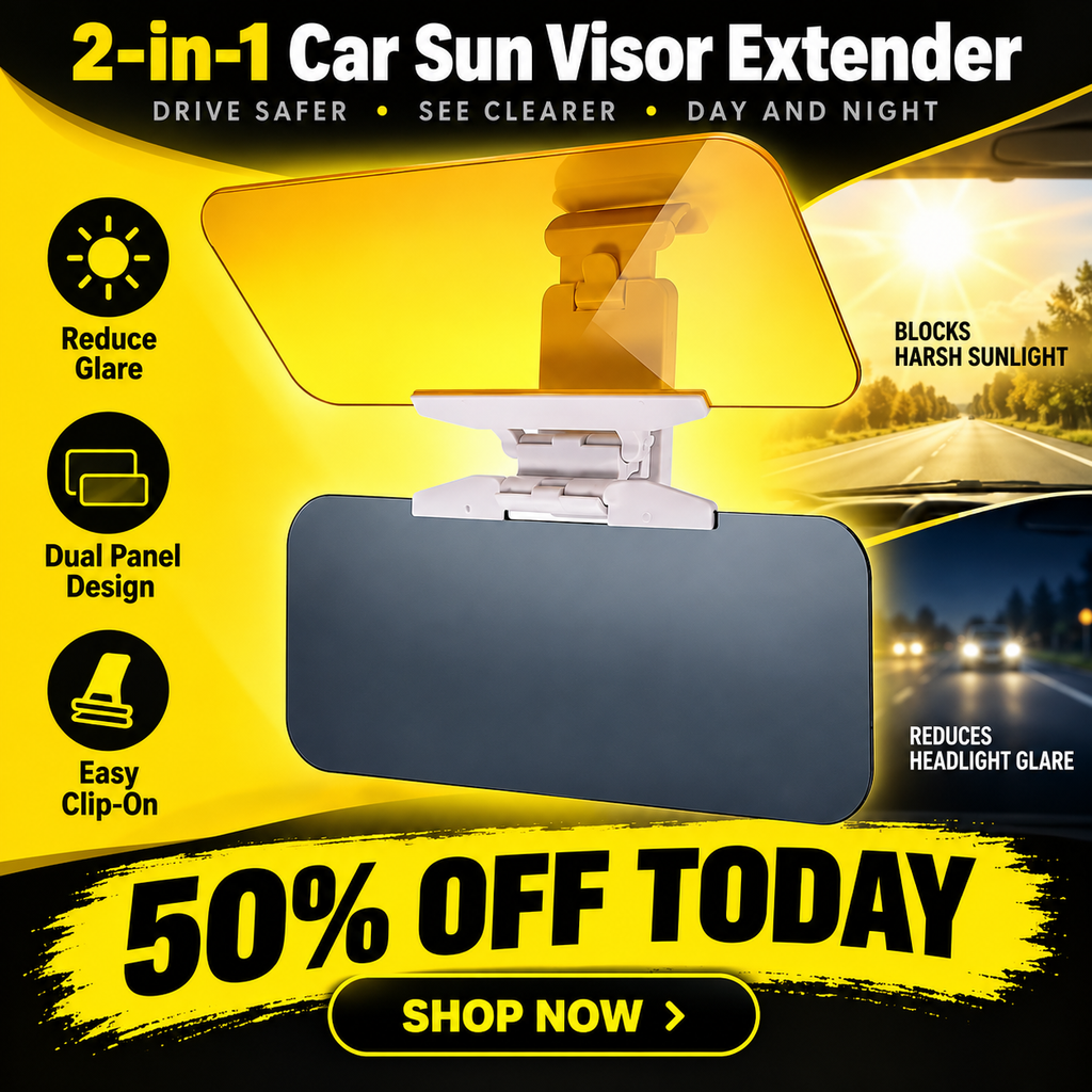 🚗 50% OFF | 2-in-1 Car Sun Visor Extender – Drive with Less Glare, Day or Night!