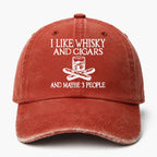 🥃 I Like Whisky, Cigars & Maybe 3 People Vintage Washed Cap 🚬