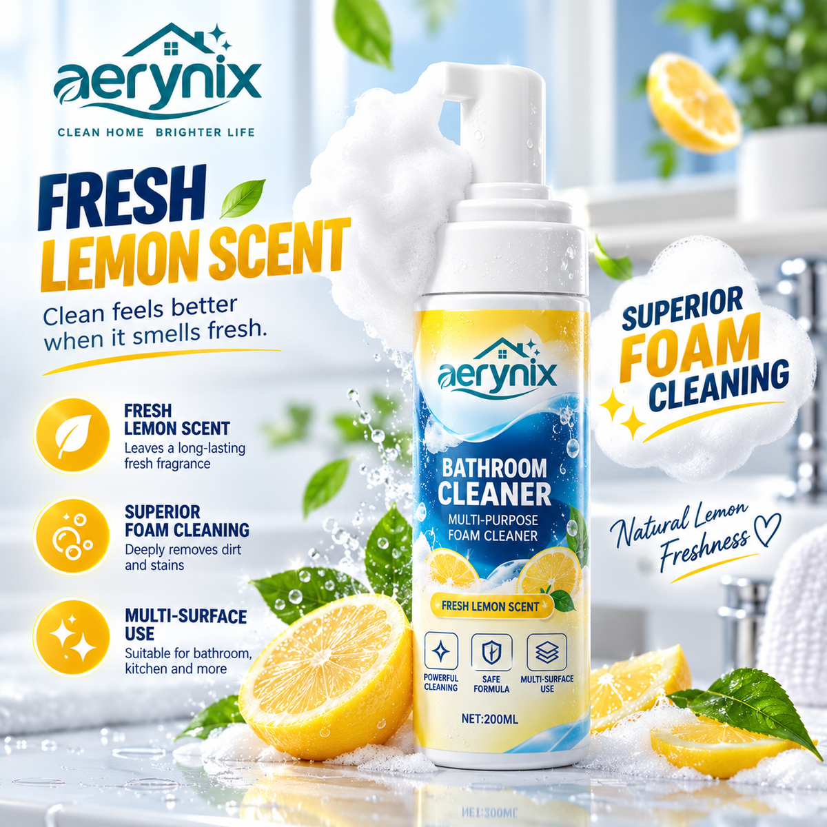 💦4-in-1 Multi-Enzyme Foam Cleaner
