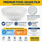 🔥100Pcs Medium Reusable Elastic Plastic Bowl Covers