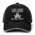 🥃 I Like Whisky, Cigars & Maybe 3 People Vintage Washed Cap 🚬