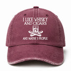 🥃 I Like Whisky, Cigars & Maybe 3 People Vintage Washed Cap 🚬