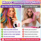 🌈 12-Color Washable Hair Chalk Styling Applicator Set | Vibrant Buildable Shades in Easy Clamp-On Applicators for Highlights, Streaks & Costume Looks ✨