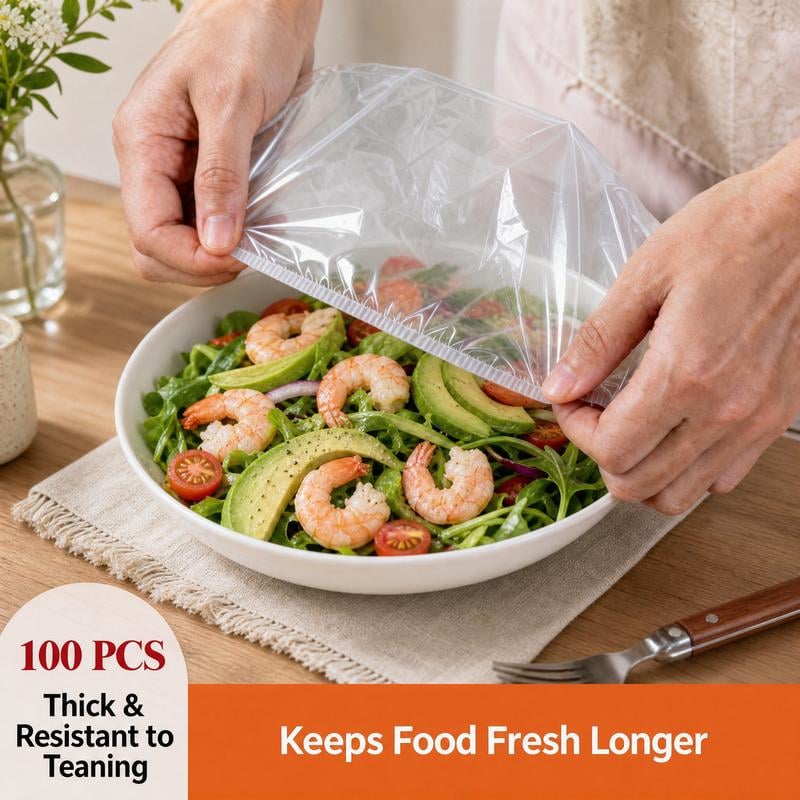 🔥100Pcs Medium Reusable Elastic Plastic Bowl Covers