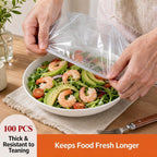 🔥100Pcs Medium Reusable Elastic Plastic Bowl Covers