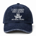 🥃 I Like Whisky, Cigars & Maybe 3 People Vintage Washed Cap 🚬