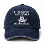 🥃 I Like Whisky, Cigars & Maybe 3 People Vintage Washed Cap 🚬
