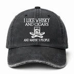 🥃 I Like Whisky, Cigars & Maybe 3 People Vintage Washed Cap 🚬