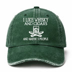 🥃 I Like Whisky, Cigars & Maybe 3 People Vintage Washed Cap 🚬