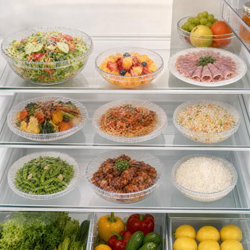 🔥100Pcs Medium Reusable Elastic Plastic Bowl Covers