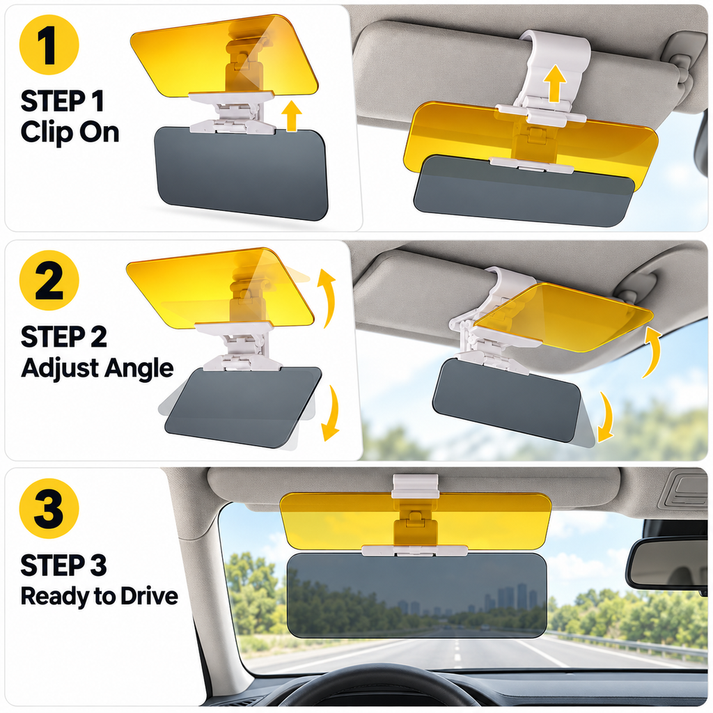 🚗 50% OFF | 2-in-1 Car Sun Visor Extender – Drive with Less Glare, Day or Night!