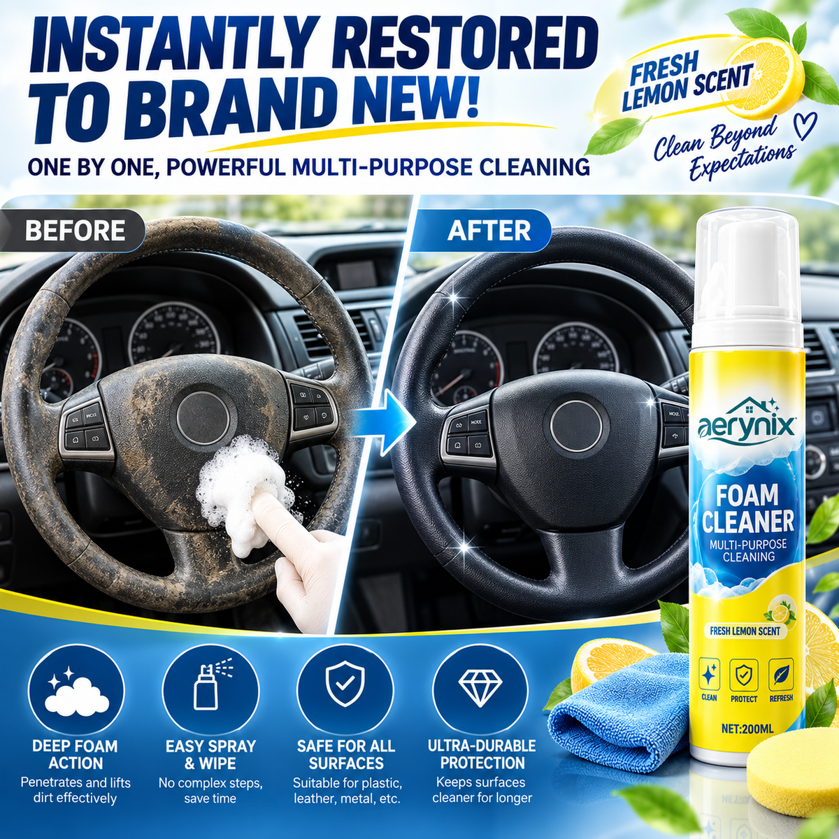 💦4-in-1 Multi-Enzyme Foam Cleaner