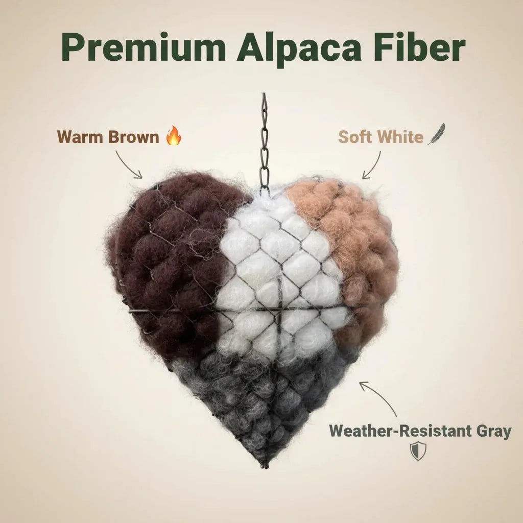 🐦 50% OFF | Handmade Heart-Shaped Alpaca Wool Bird Nesting Material Holder