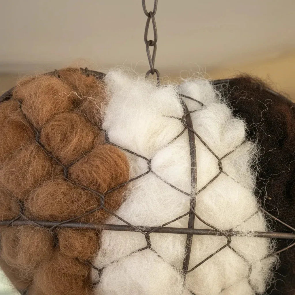 🐦 50% OFF | Handmade Heart-Shaped Alpaca Wool Bird Nesting Material Holder