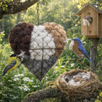 🐦 50% OFF | Handmade Heart-Shaped Alpaca Wool Bird Nesting Material Holder