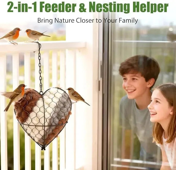 🐦 50% OFF | Handmade Heart-Shaped Alpaca Wool Bird Nesting Material Holder