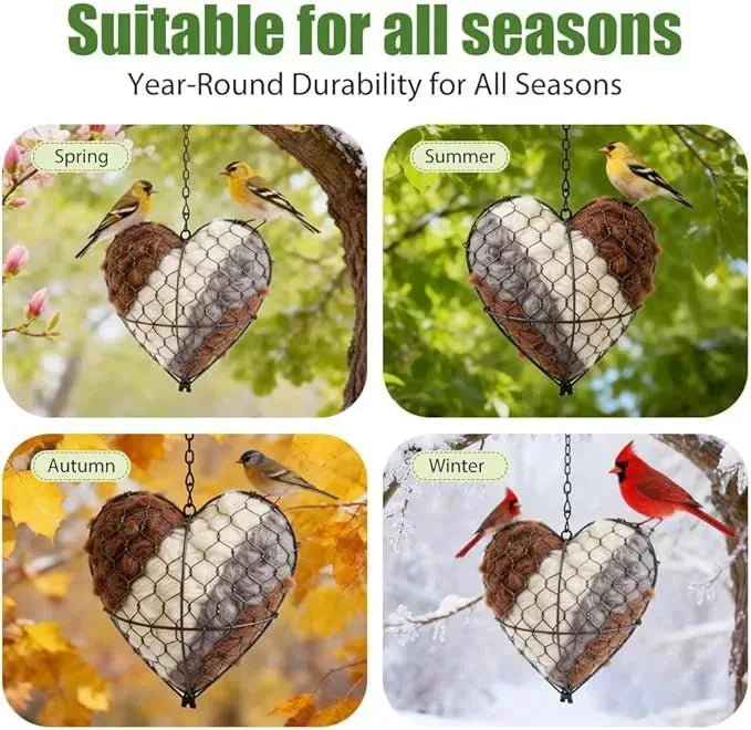 🐦 50% OFF | Handmade Heart-Shaped Alpaca Wool Bird Nesting Material Holder
